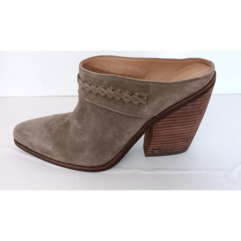 Sam Edelman Women's Alison Taupe Suede Open Back Ankle Mules, Size 9M